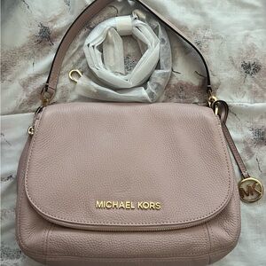 Michael Kors Blush Pink Pebbled Leather Crossbody Bag with Gold Hardware